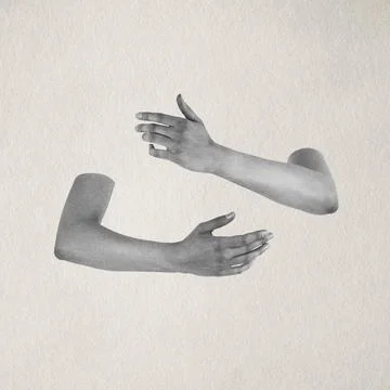 Two disembodied arms reaching for connection and embrace Stock Illustration
