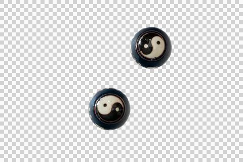 Two distinct yin yang spheres signifying opposition and harmony on a transp.. Stock Photos