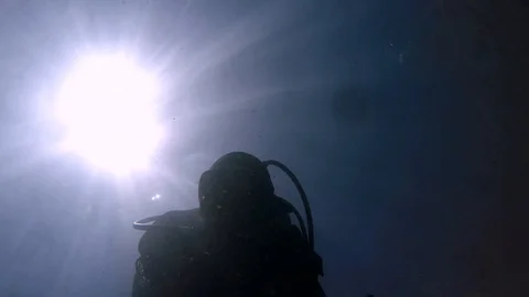 Two divers swimming Stock Footage 122736812