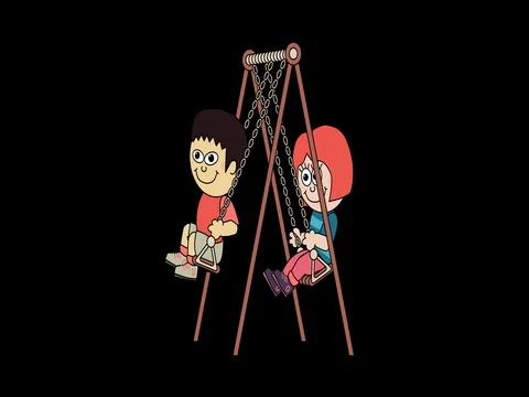 Two diverse kids on a Swing Stock Footage 84618749