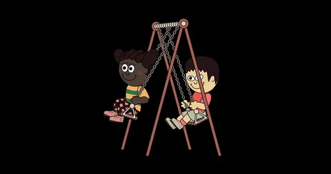 Two diverse kids on a Swing 動画素材 84621561