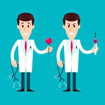 Two doctors angry and friendly cartoon Stock Illustration