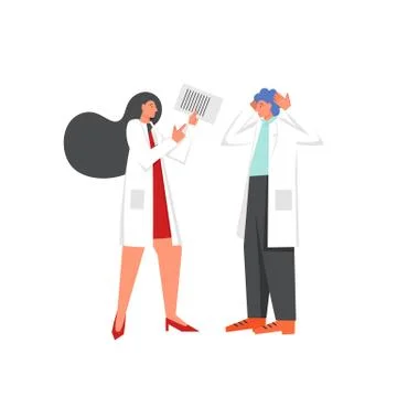 Two doctors discussion, vector flat style design illustration Stock Illustration