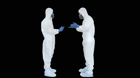 Two doctors giving high five after a successful talk, Alpha Channel Stock-Footage 133251569