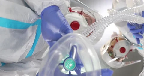 Two doctors holding medical instruments in the emergency room. Medical specia Stock Footage 152858537