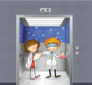 Two doctors inside the elevator Stock Illustration