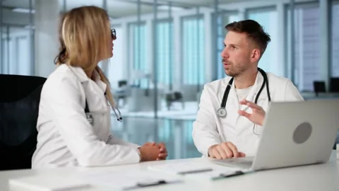 Two Doctors Talking During Job Interview Stock Footage 316932225