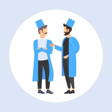 Two doctors team discussing during meeting men in uniform standing together Stock Illustration