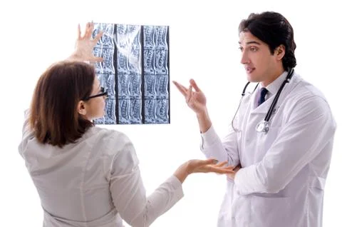 Two doctors working in the clinic Foto stock