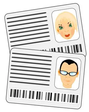 Two documents identity card men and women Stock-Illustration
