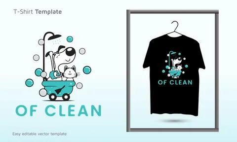 Two dog bathing together logo, dog t shirt design, pet t-shirt template Stock Illustration