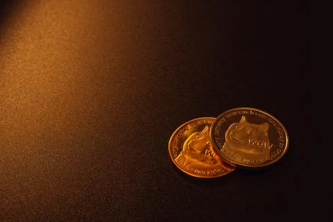 Two dogecoins Stock Photos