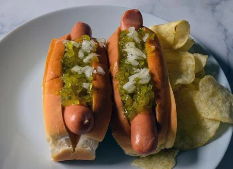 Two dogs in a bun Stock Photos