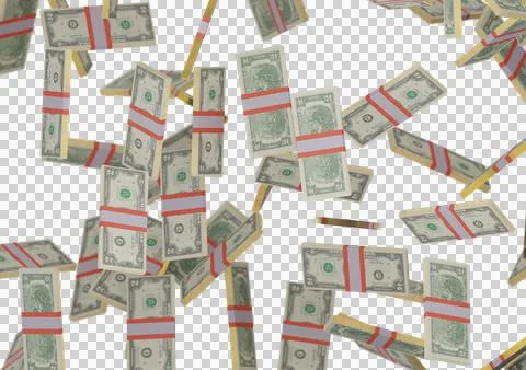Two dollar stack of money, 3D render, illustration, Dollar Bills isolated on Illustrazione stock