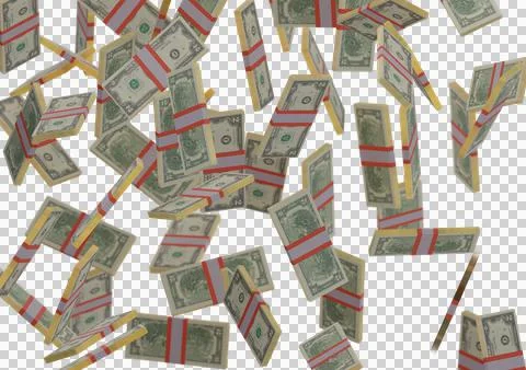 Two dollar stack of money, 3D render, illustration, Dollar Bills isolated on イラスト素材