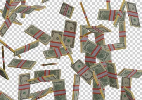 Two dollar stack of money, 3D render, illustration, Dollar Bills isolated on Stock Illustration