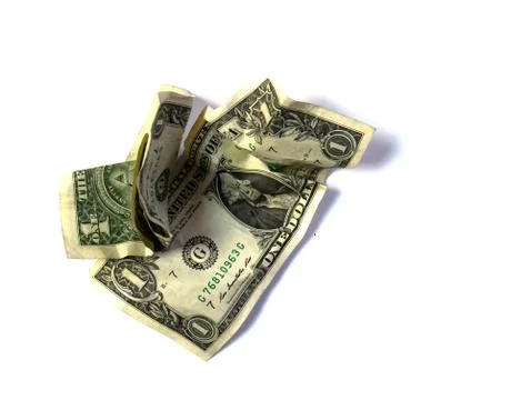 Two dollars are on a white background. Stock Photos