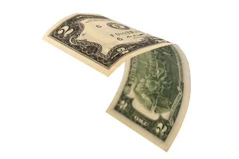 Two dollars isolated on a white background Stock Photos