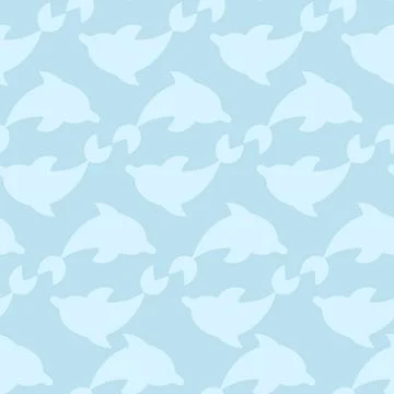 Two dolphin silhouettes circling. Repeating vector pattern. 스톡 일러스트
