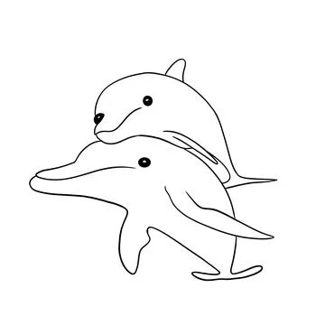 Two dolphins in love Stock Illustration