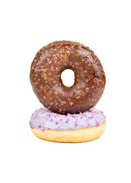 Two donuts with glaze isolate Stock Photos