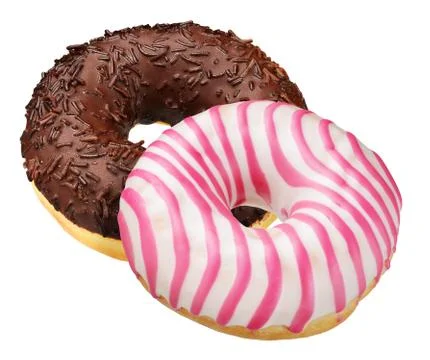 Two donuts isolated Stock Photos