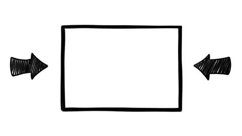 Two doodle arrows pointing to an empty frame. Stock Footage 208664774