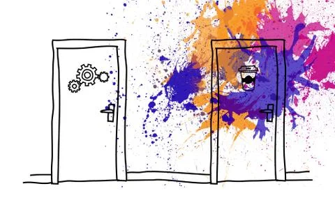 Two doors over splashes Ilustração Stock