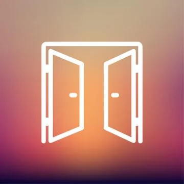 Two doors thin line icon Stock Illustration
