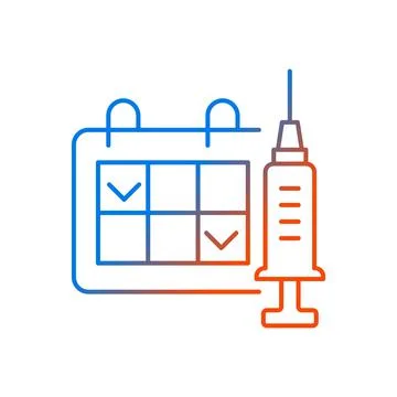 Two dose vaccination gradient linear vector icon 스톡 일러스트