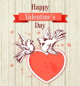 Two doves and red heart Stock-Illustration