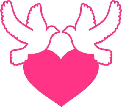 Two doves with heart Stock Illustration
