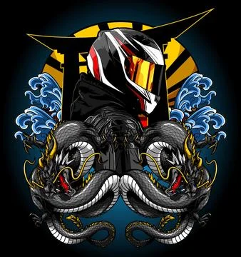 Two dragons and a biker vector template (7) Stock Illustration