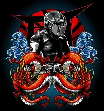 Two dragons and a biker vector template (5) Stock Illustration