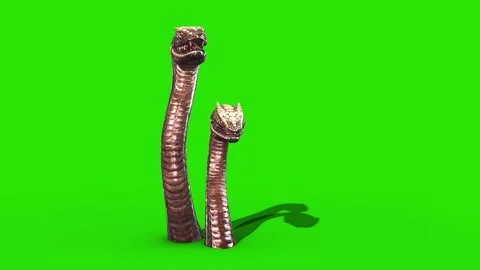 Two Dragons Snake Green Screen Attacks 3D Loop Rendering Animation Video stock 162828277