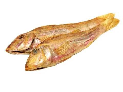 Two dried goatfish.isolated. Stock Photos
