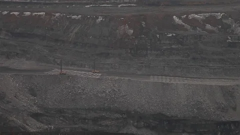 Two drilling rigs at the coal open pit Stock Footage 83388506