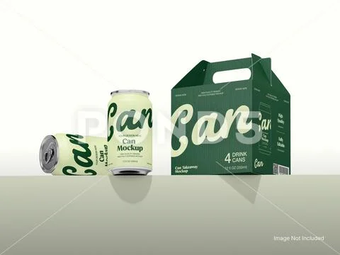 Two Drink Can with Handle Box Cardboard Mockup PSD-sjabloon