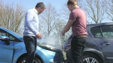 Two Drivers Arguing After Traffic Accident Stock Footage 30811247