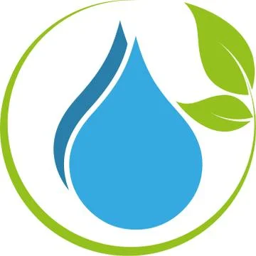 Two drops and leaves, wellness, nature, logo Stock Illustration