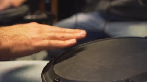 Two Drummers Playing Electric Drums Video stock 83326323