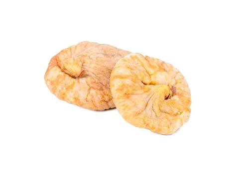 Two dry flattened figs isolate Stock Photos