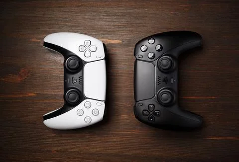 Two DualSense controllers Stock Photos