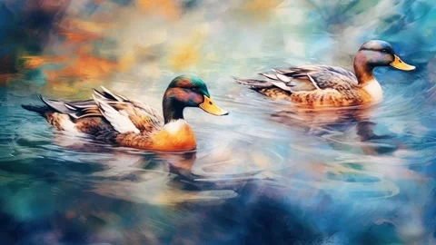 Two Ducks In A Pond Stock Footage 243600839