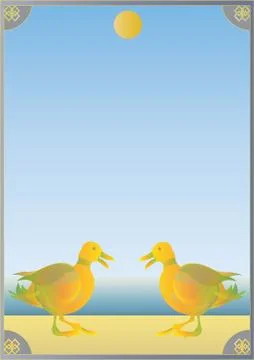 Two Ducks In The Sun Stock Illustration