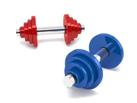 Two dumbbells over white background Stock Illustration