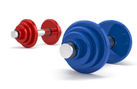 Two dumbbells over white background Stock Illustration