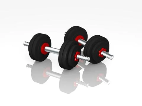 Two dumbbells with reflection. Stock Illustration