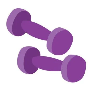 Two dumbbells of violet color, flat, isolated object on a white background Illustrazione stock
