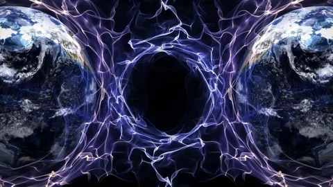 Two Earth and Fibers Ring Animation Stock Footage
